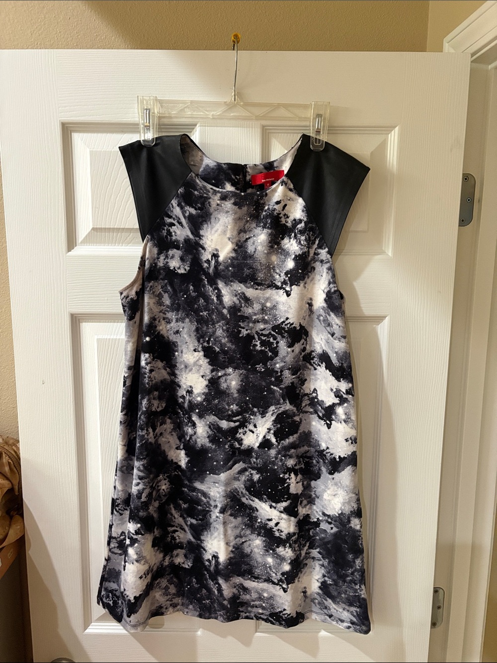 Saks Fifth Avenue Black & White Abstract Cap-Sleeve Mini Dress